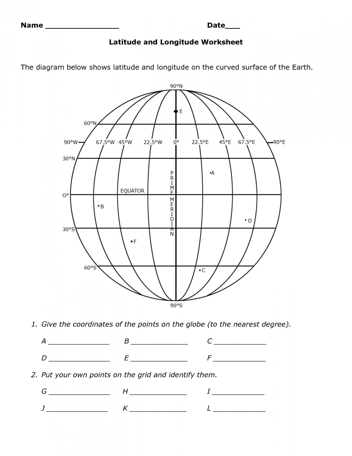 Lines Of Latitude And Longitude Worksheets  Geography worksheets