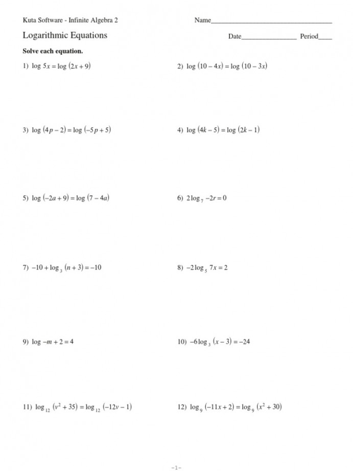 Logarithmic Equations  PDF  Logarithm  Abstract Algebra