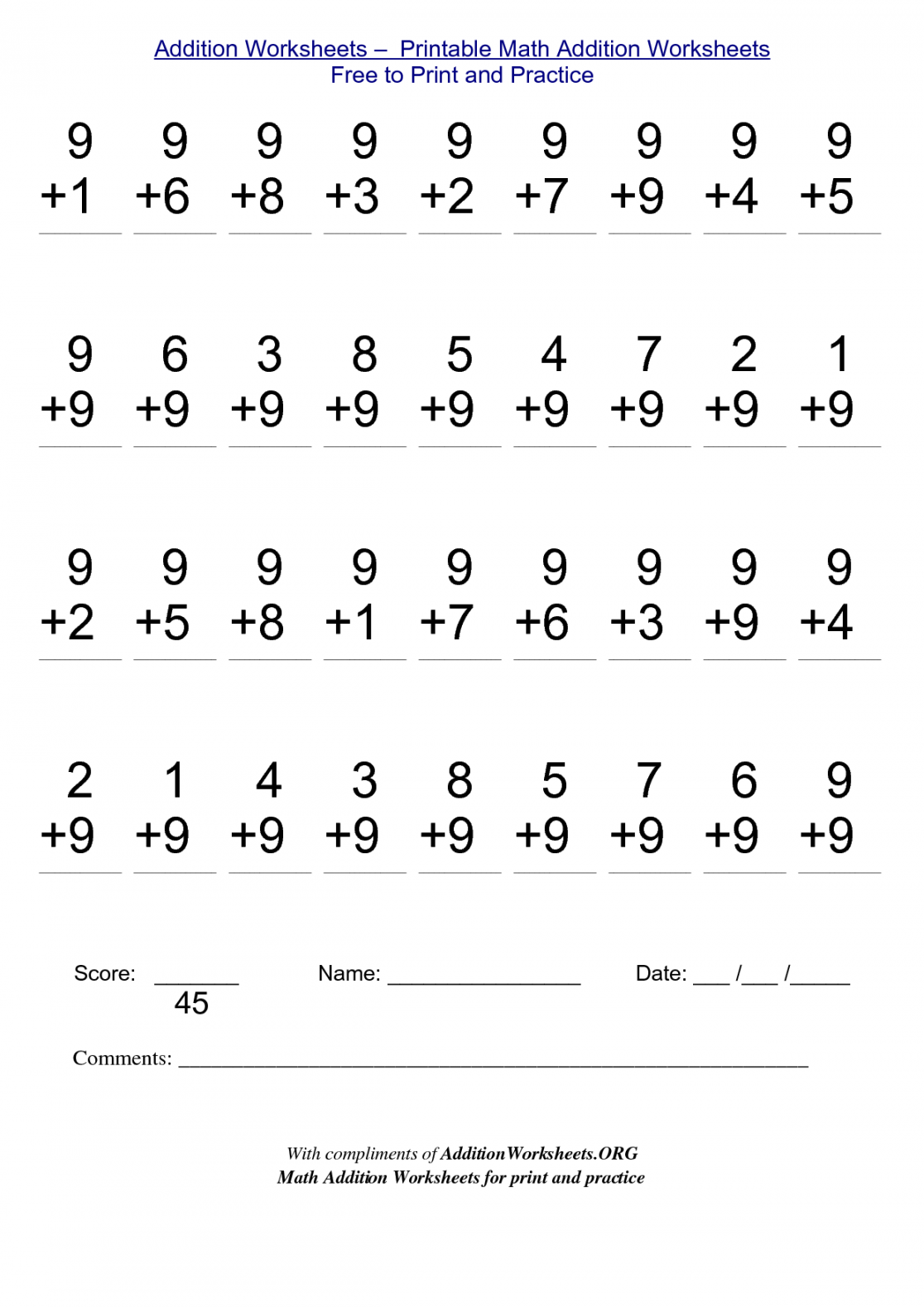 Math Worksheets for Free to Print  Math addition worksheets, Math