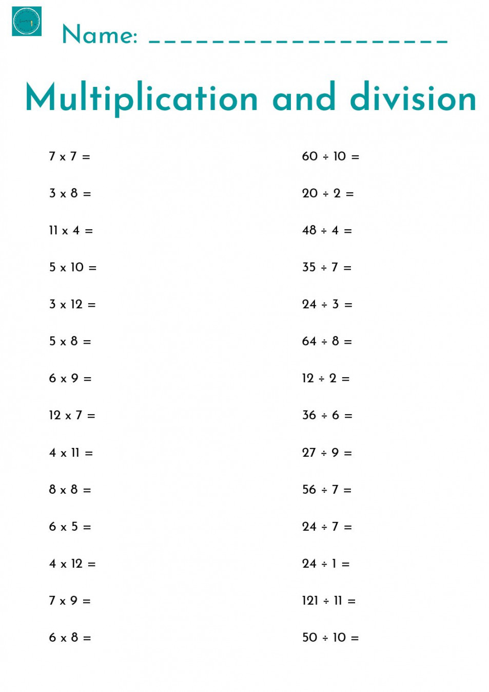 Multiplication and division worksheets • Teacha!