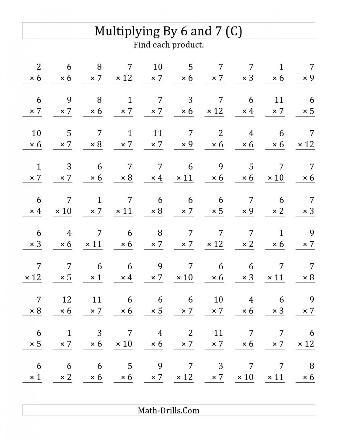 Multiplication facts worksheets, Math fact worksheets, Printable