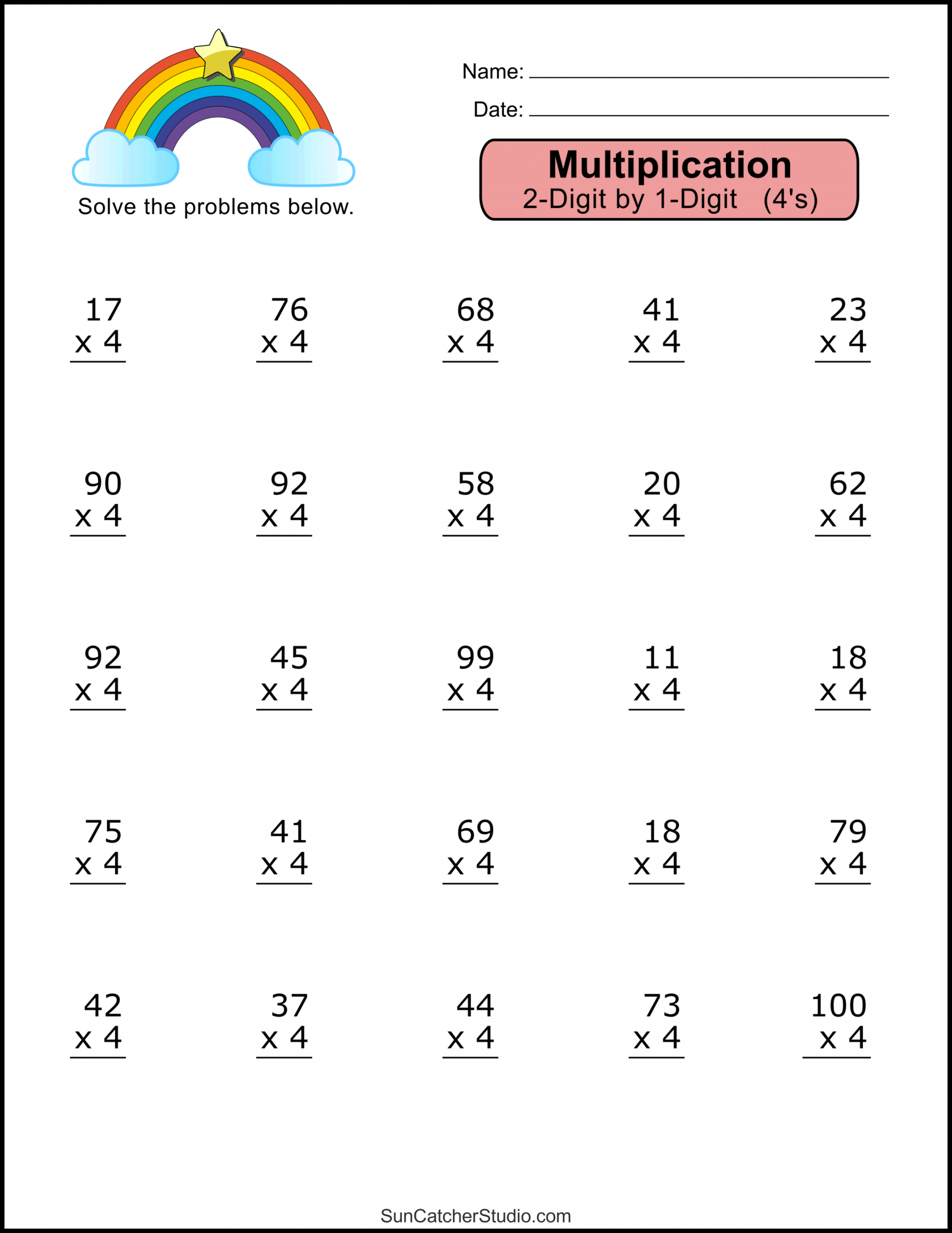 multiplication worksheets digit by digit math drills diy