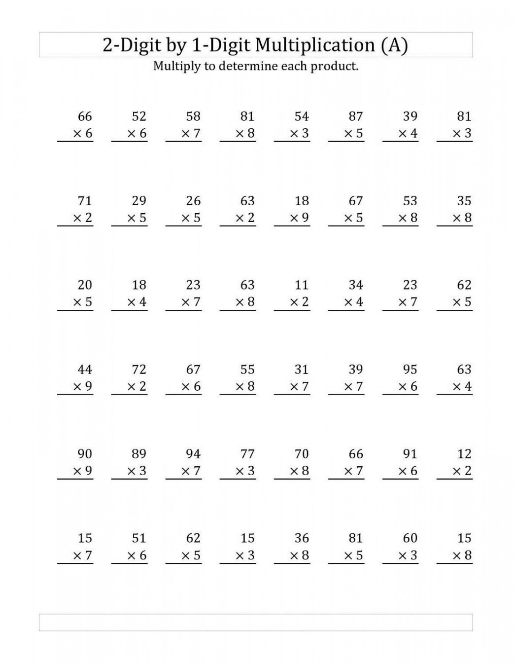 Multiplication Worksheets Grade   Multiplication worksheets