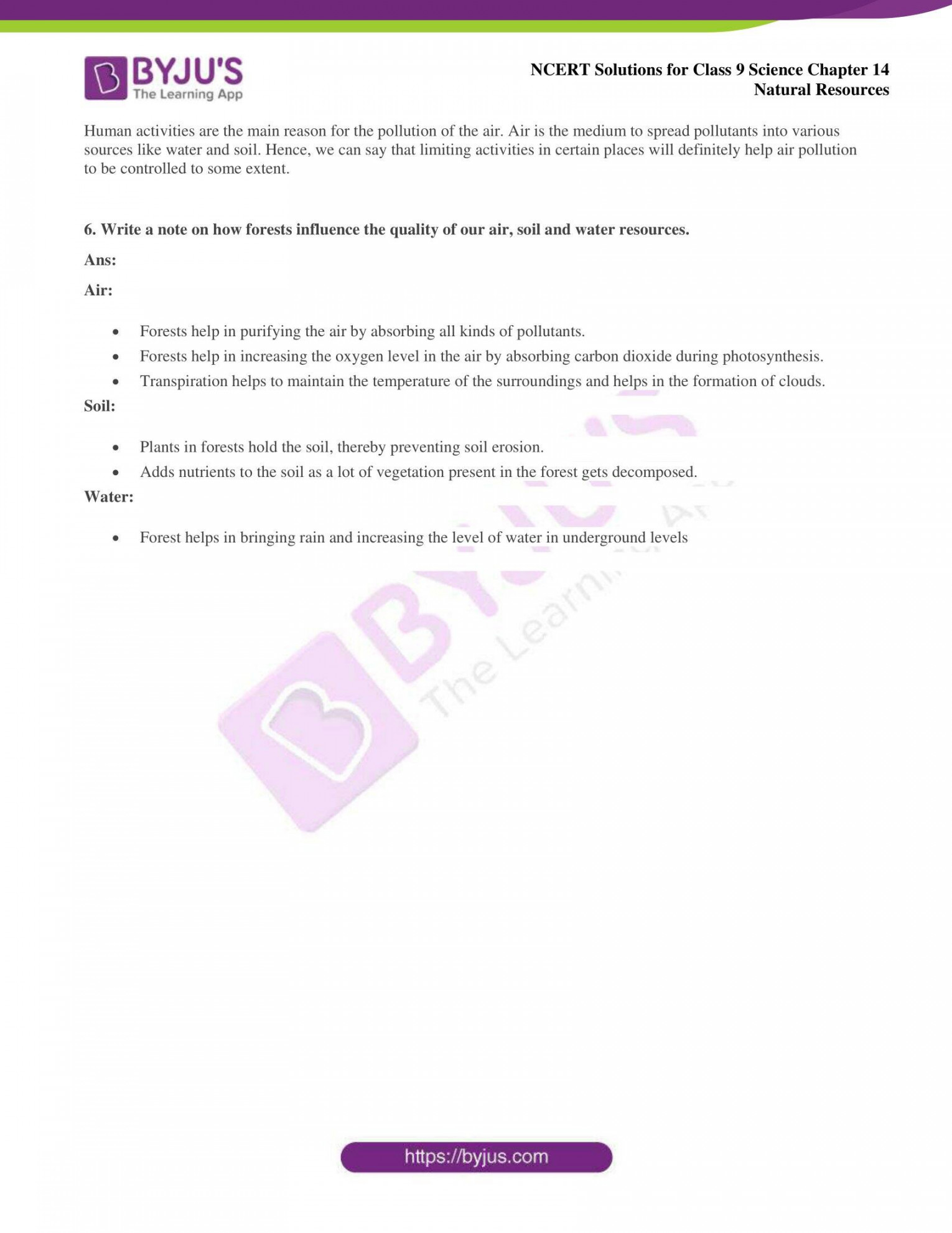 NCERT Solutions Class  Science Chapter  Natural Resources