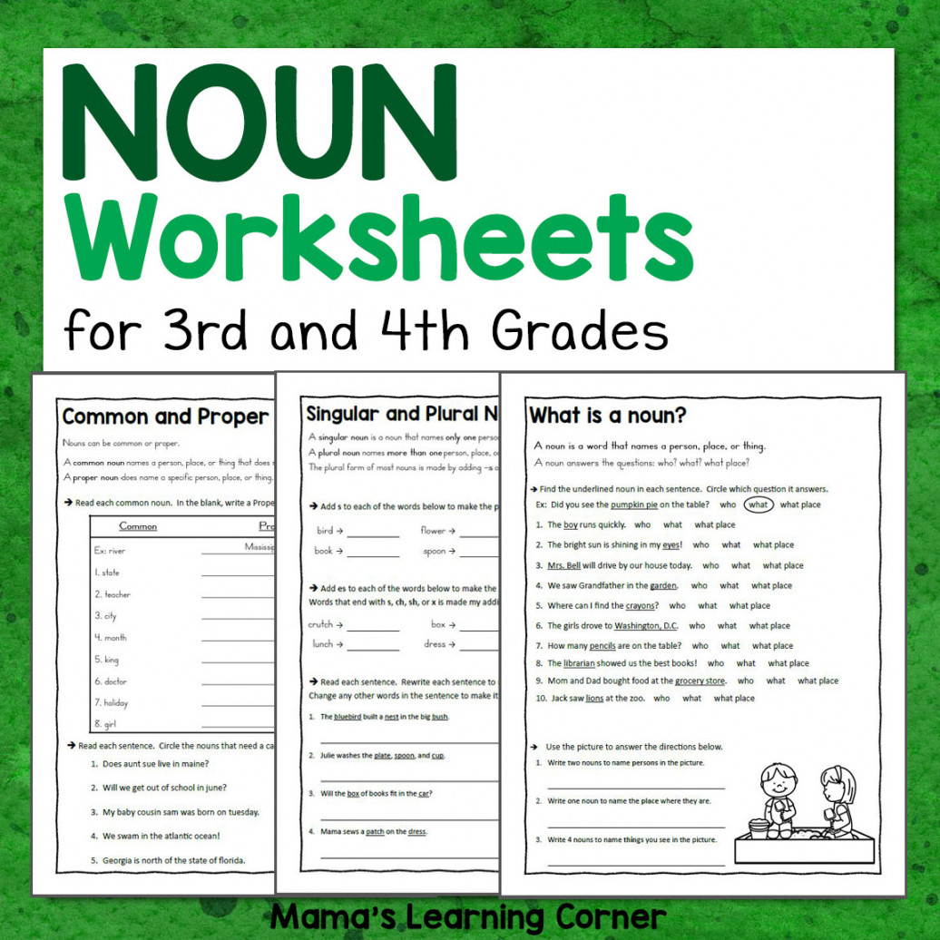 Noun Worksheets for rd and th Grades