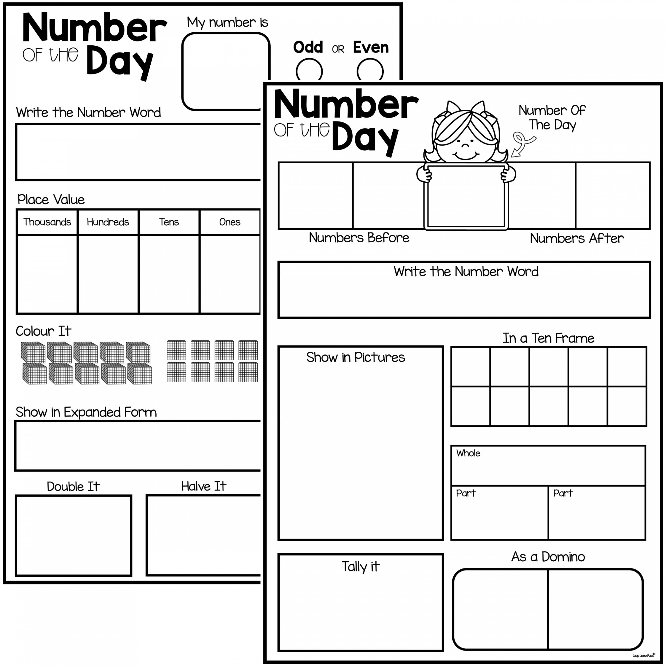 Number of the Day Worksheets - Top Teacher