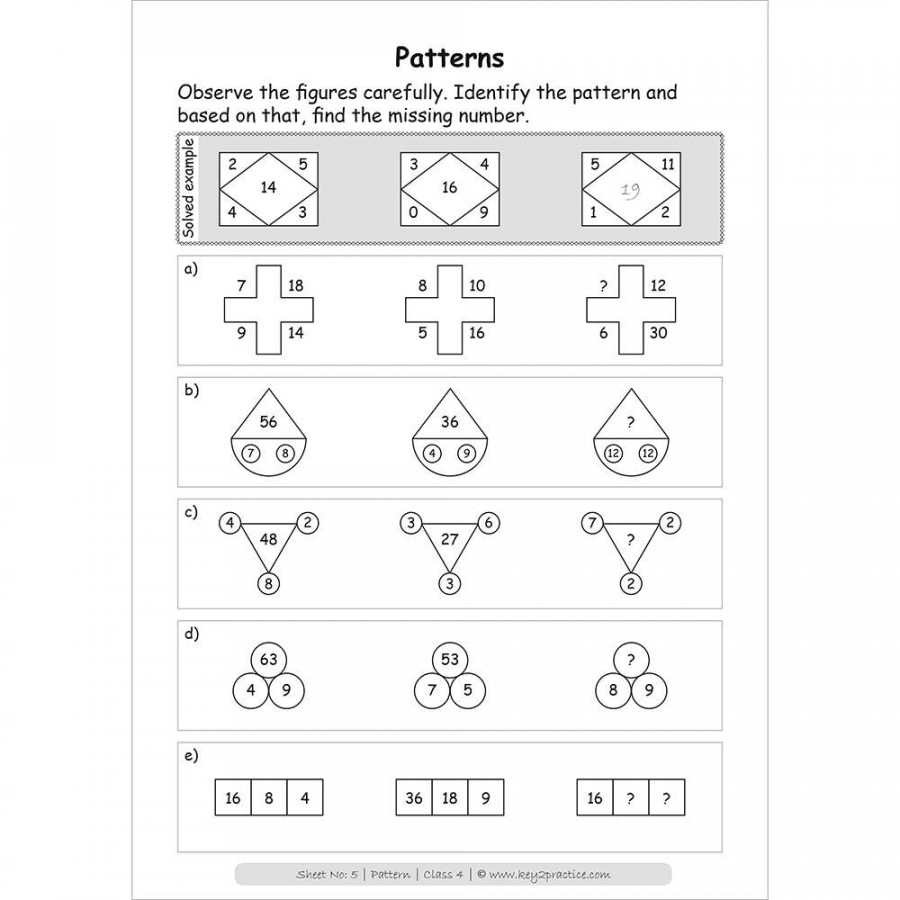 Patterns worksheets Grade  I Maths - keypractice Workbooks