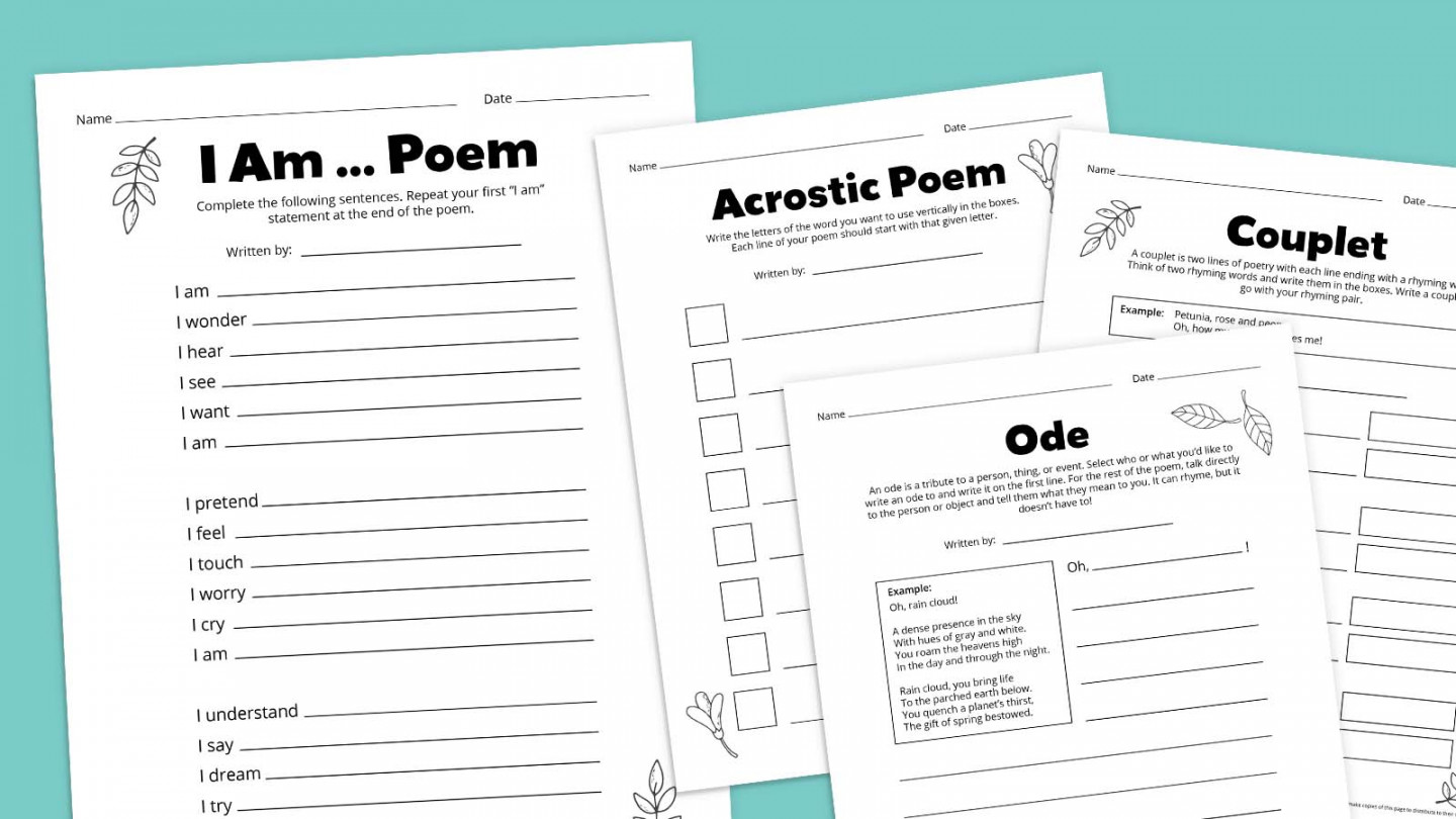 Poetry Worksheets: Get Our Free Bundle With  Templates