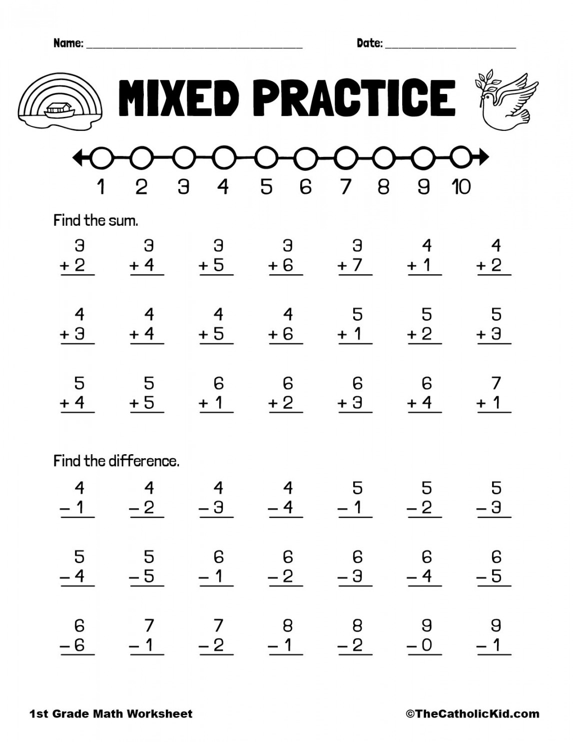 Practice Addition & Subtraction - st Grade Math Worksheet