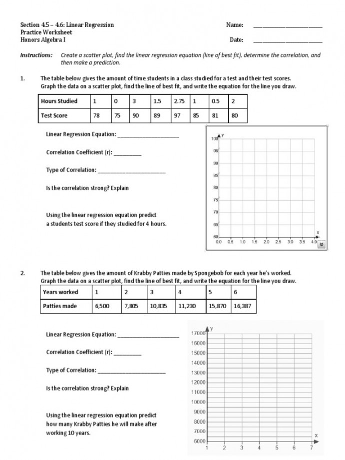 Practice Worksheet  PDF  Correlation And Dependence  Regression