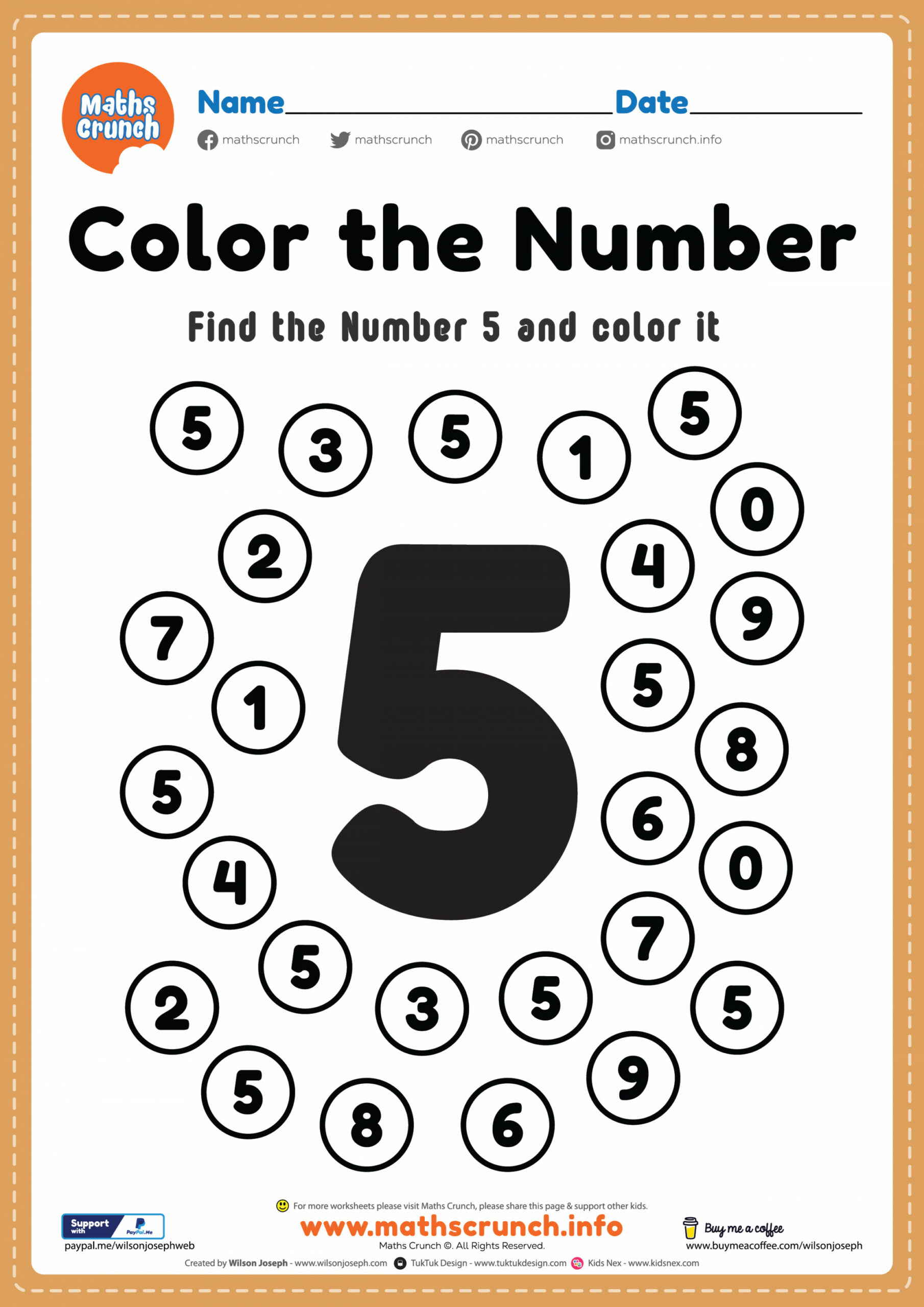 Preschool Math Worksheet, Number  Coloring Free Printable