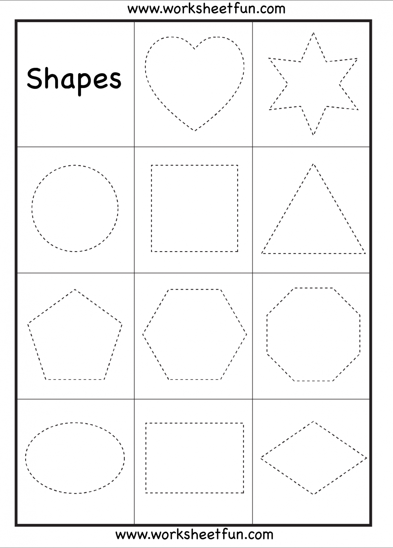 Preschool Shapes Tracing –  Worksheets  Shapes preschool