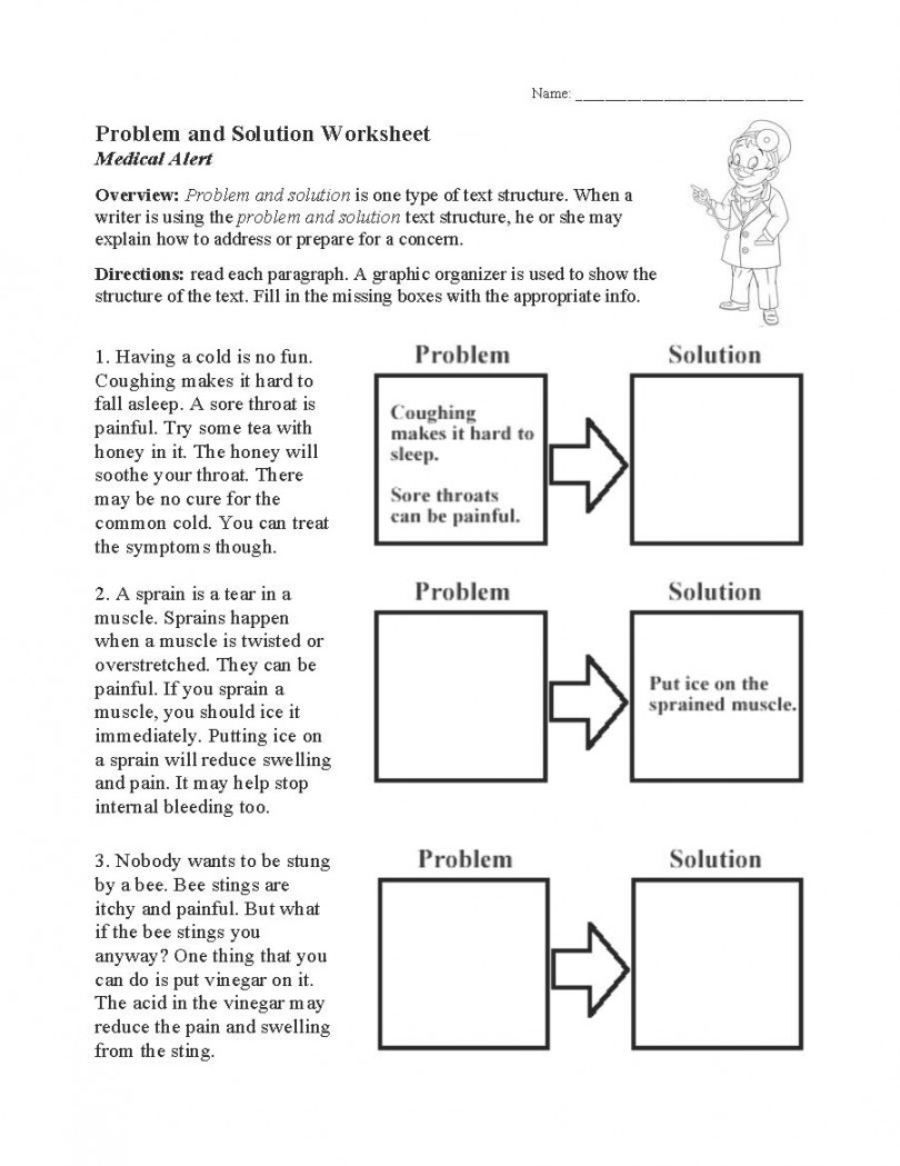 Problem and Solution Worksheet  Text Structure Activity