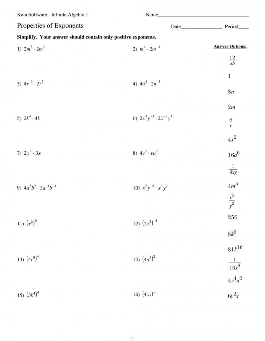 Properties of Exponents Practice Worksheet worksheet  Live Worksheets