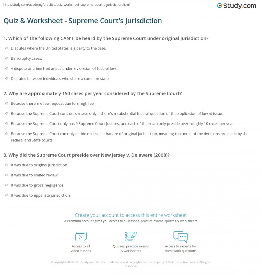 Quiz & Worksheet - Supreme Court