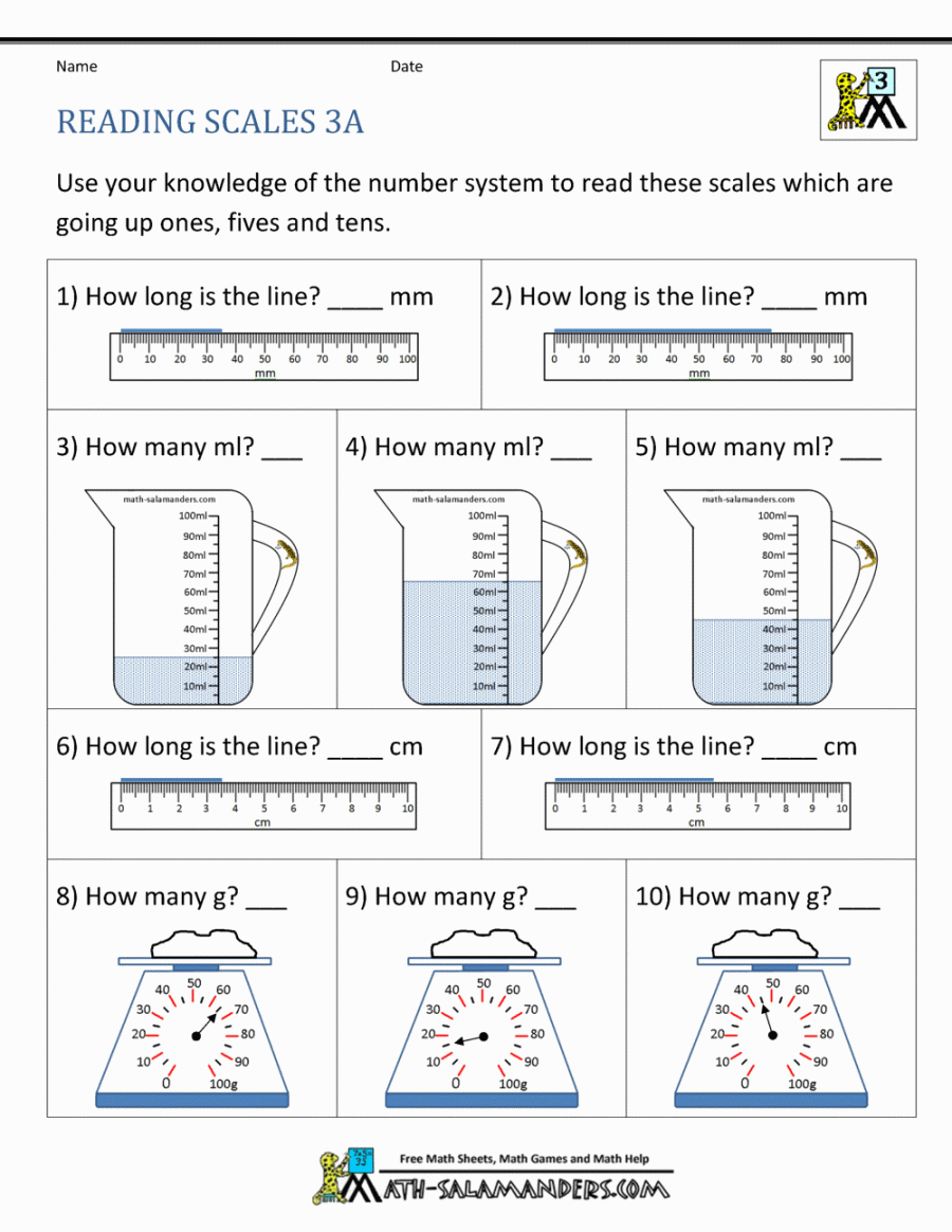 rd Grade Measurement Worksheets