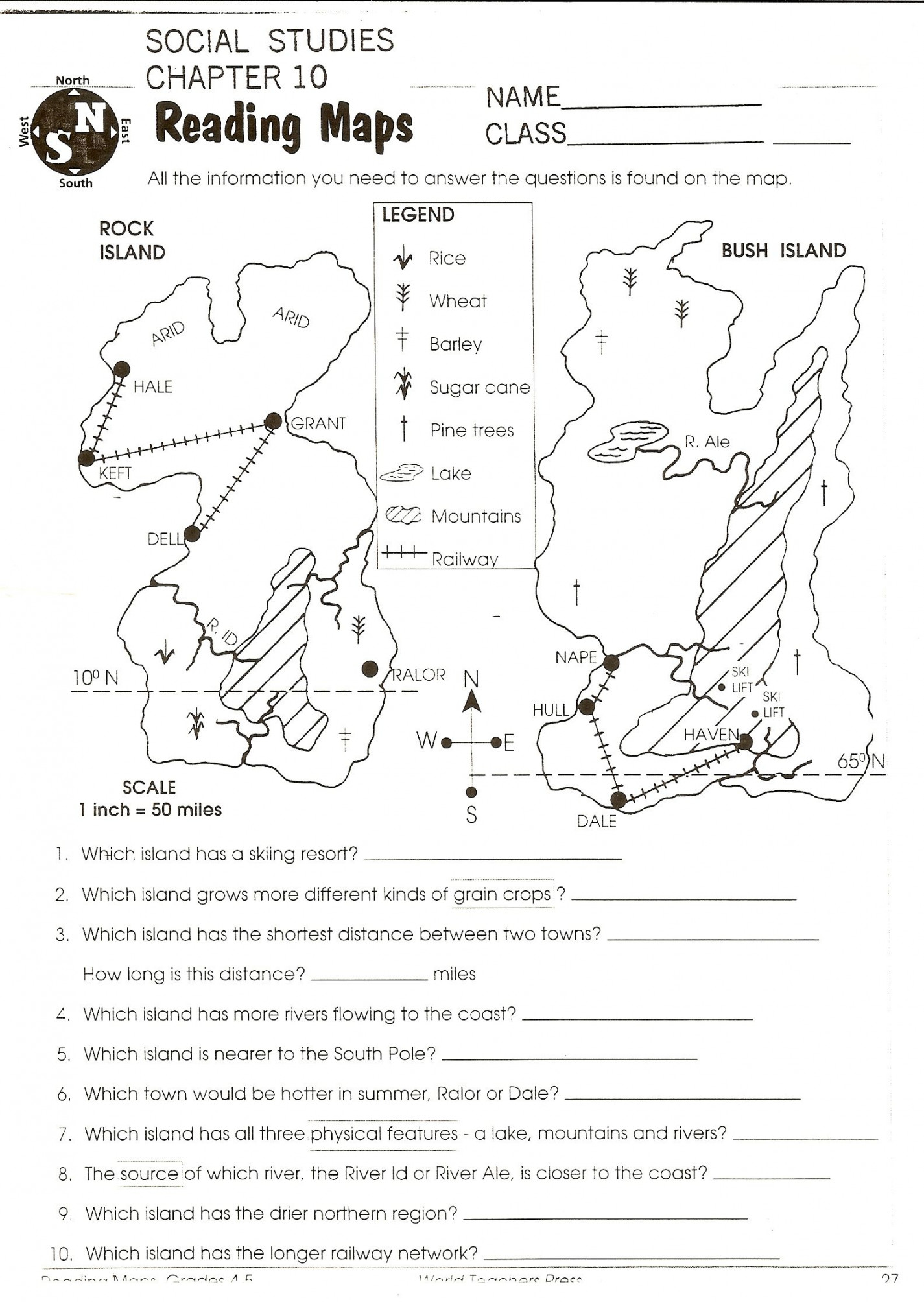 Reading A Map Worksheet  Map skills worksheets, Geography