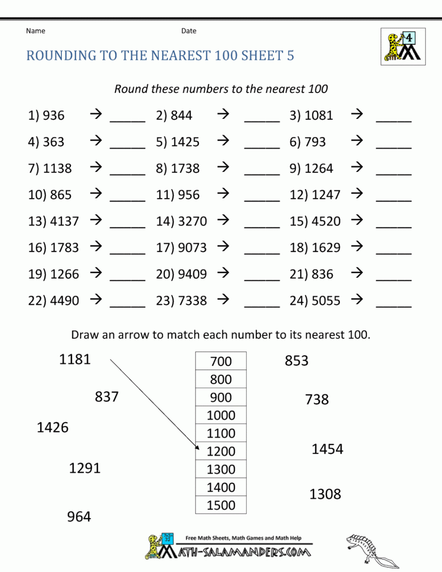 Rounding to the nearest  Worksheets