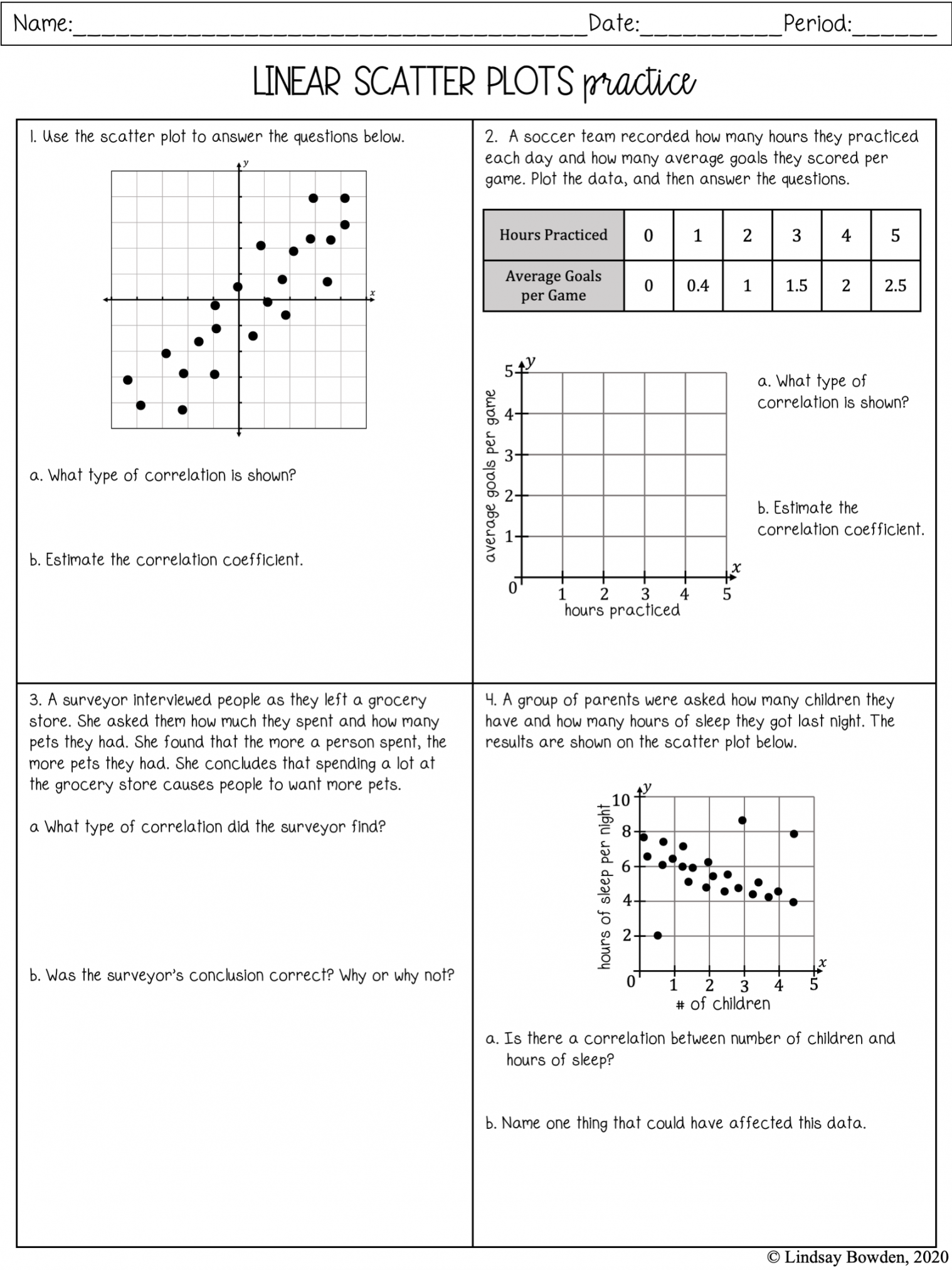 Scatter Plots Notes and Worksheets - Lindsay Bowden