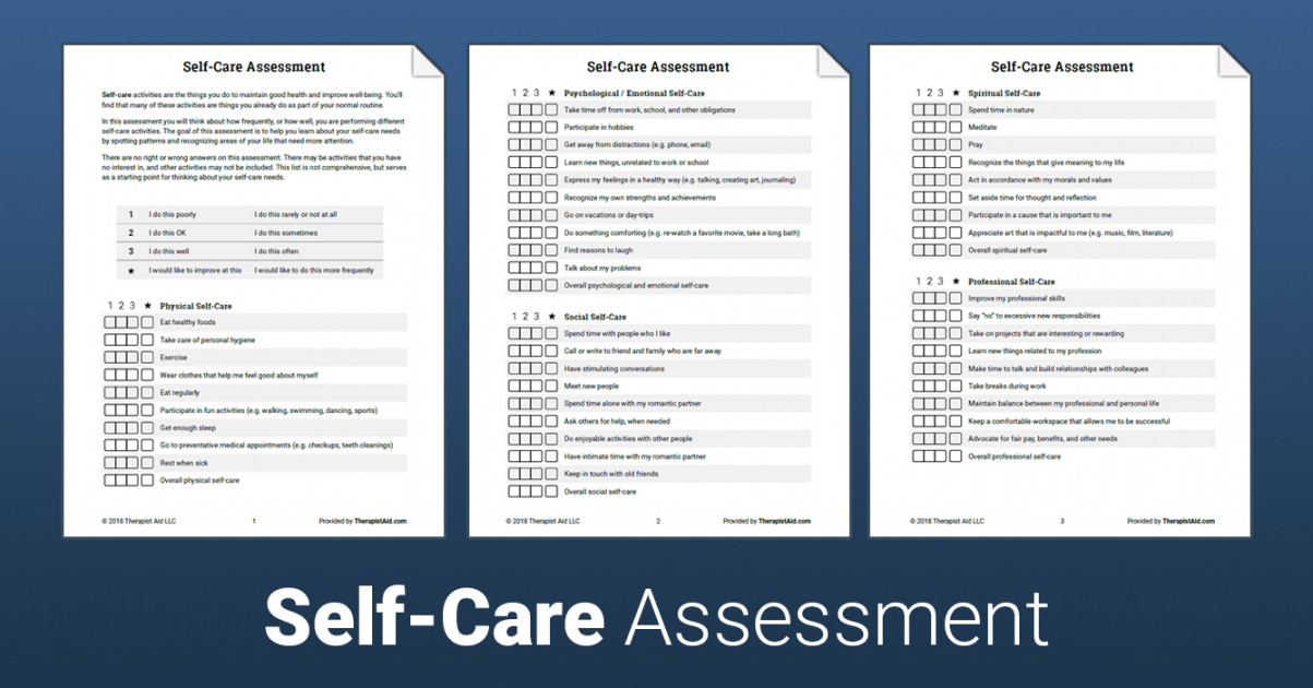 Self-Care Assessment (Worksheet)  Therapist Aid