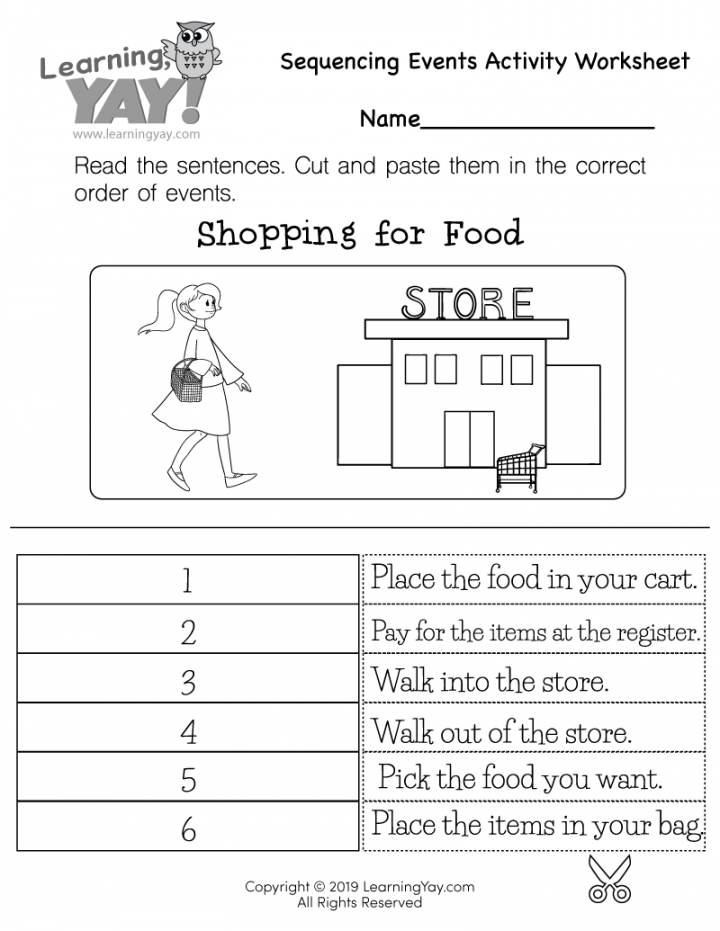 Sequencing Events Activity Worksheet for st Grade (Free Printable)