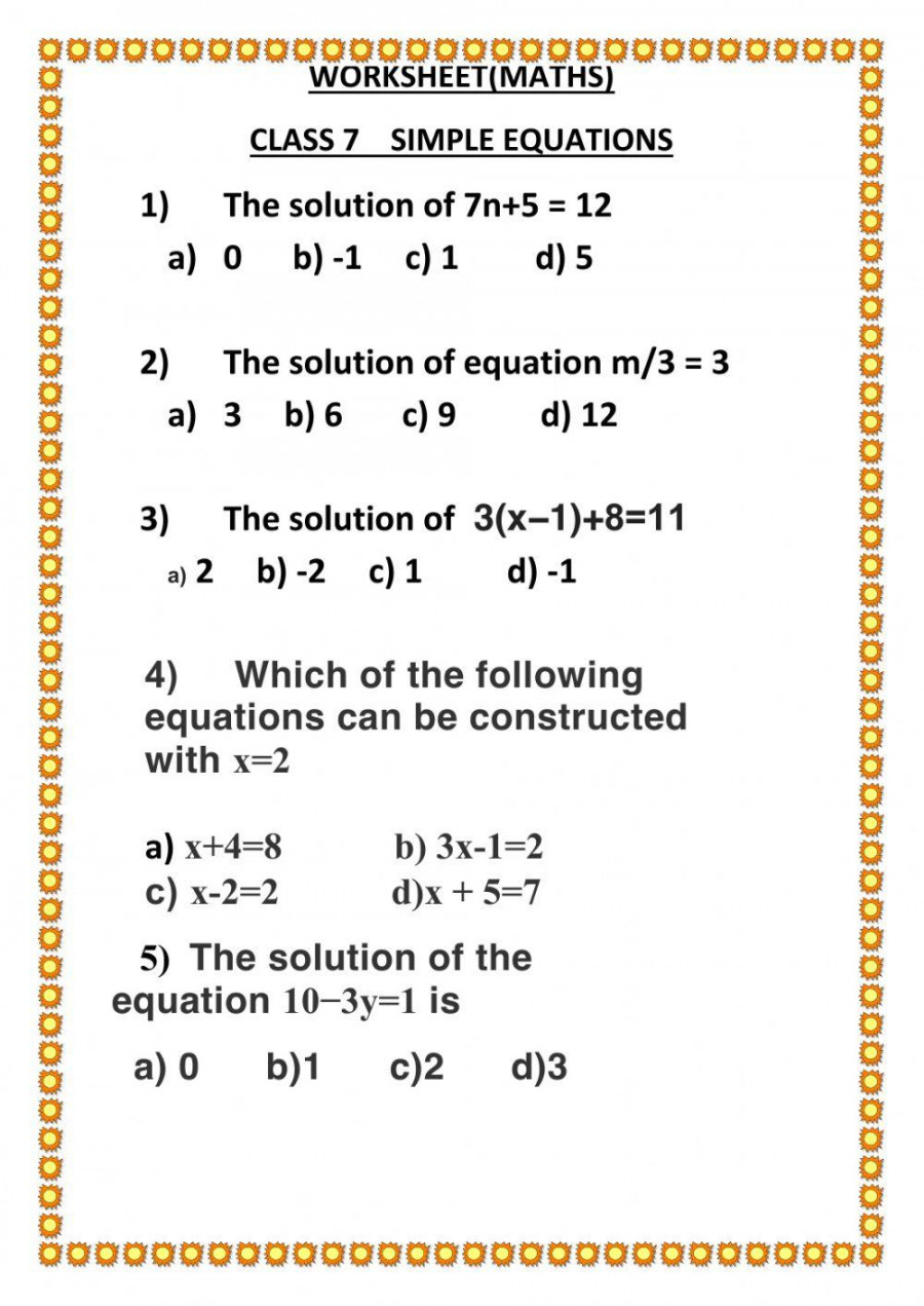 Simple equations worksheet  Live Worksheets