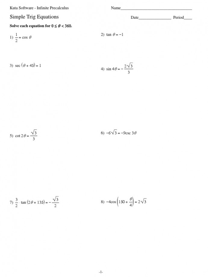 - Simple Trig Equations PDF  PDF