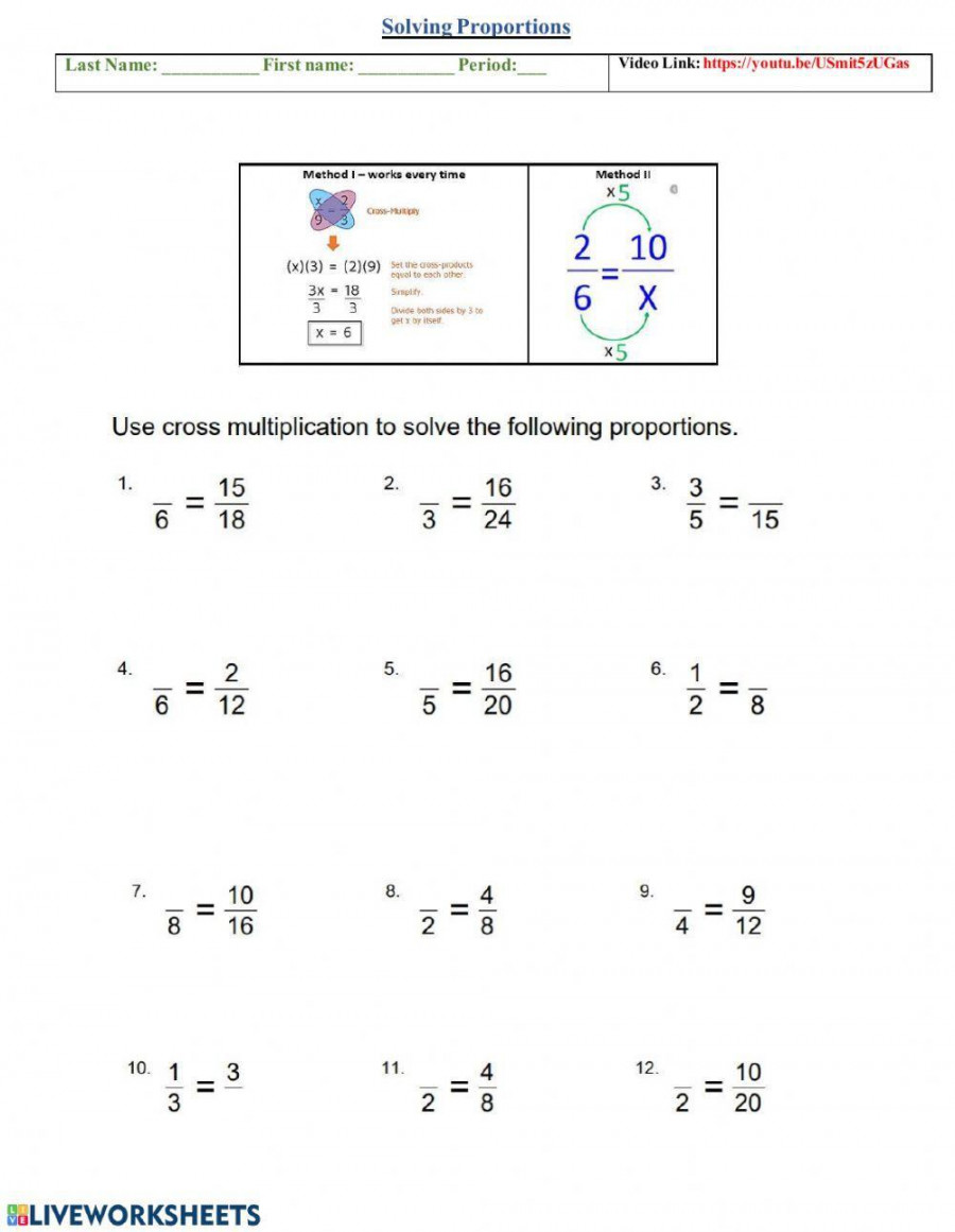 Solving Proportions worksheet  Live Worksheets