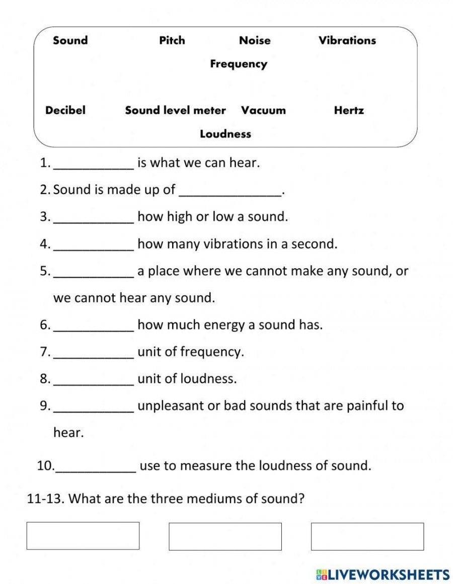 Sound worksheet for   Live Worksheets
