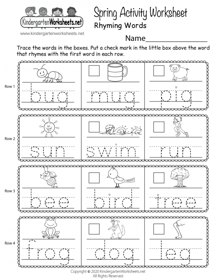 Spring Rhyming Words Activity Worksheet - Free Printable, Digital