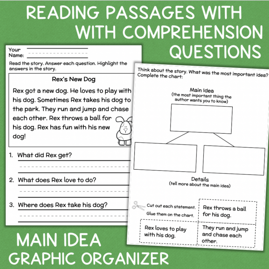 st Grade Main Idea Worksheets Reading Passages