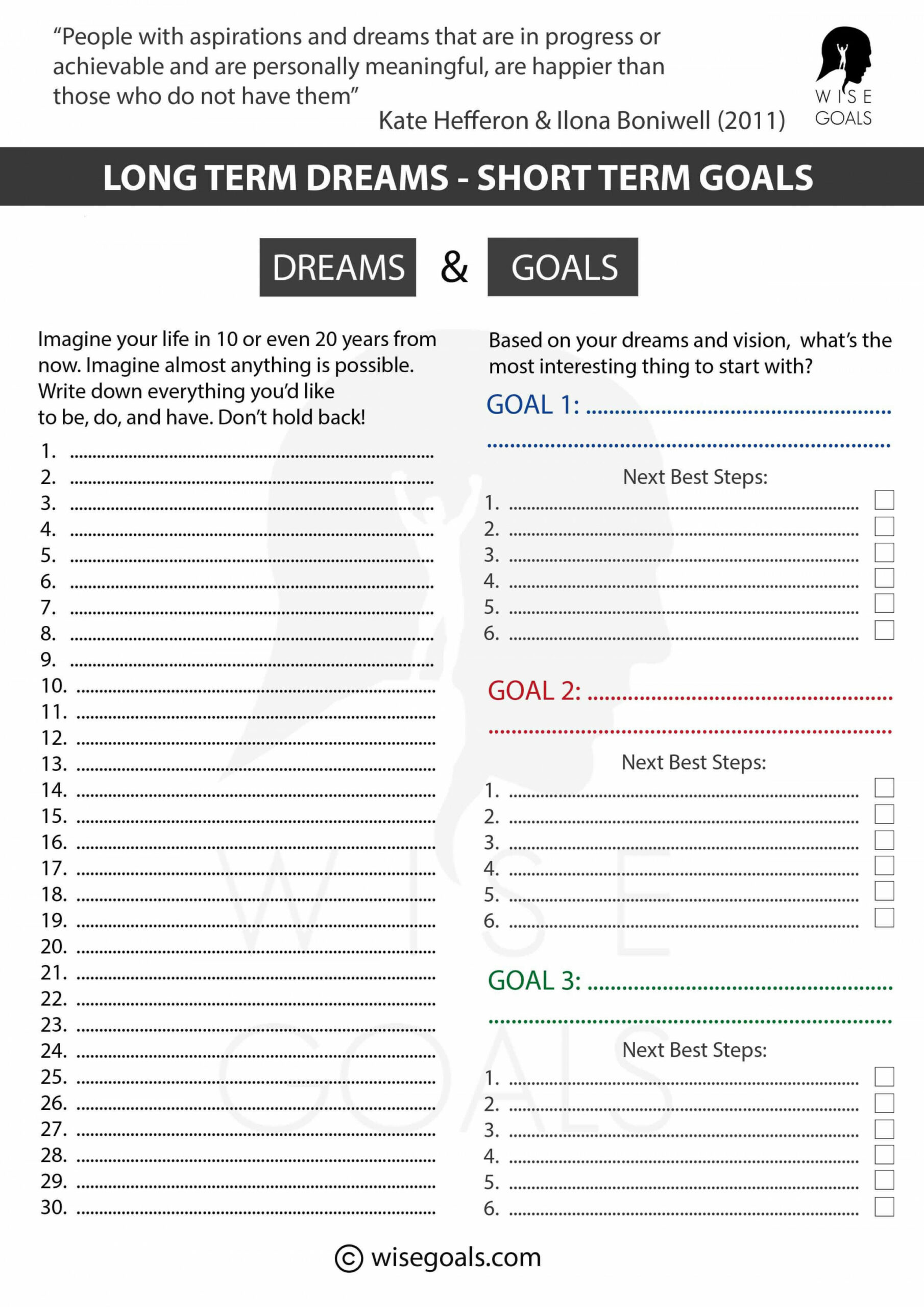 Stylish Goal Setting Worksheets To Print (PDF, FREE)