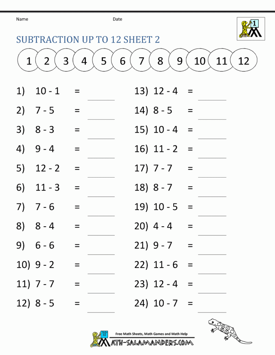 subtraction facts worksheets st grade