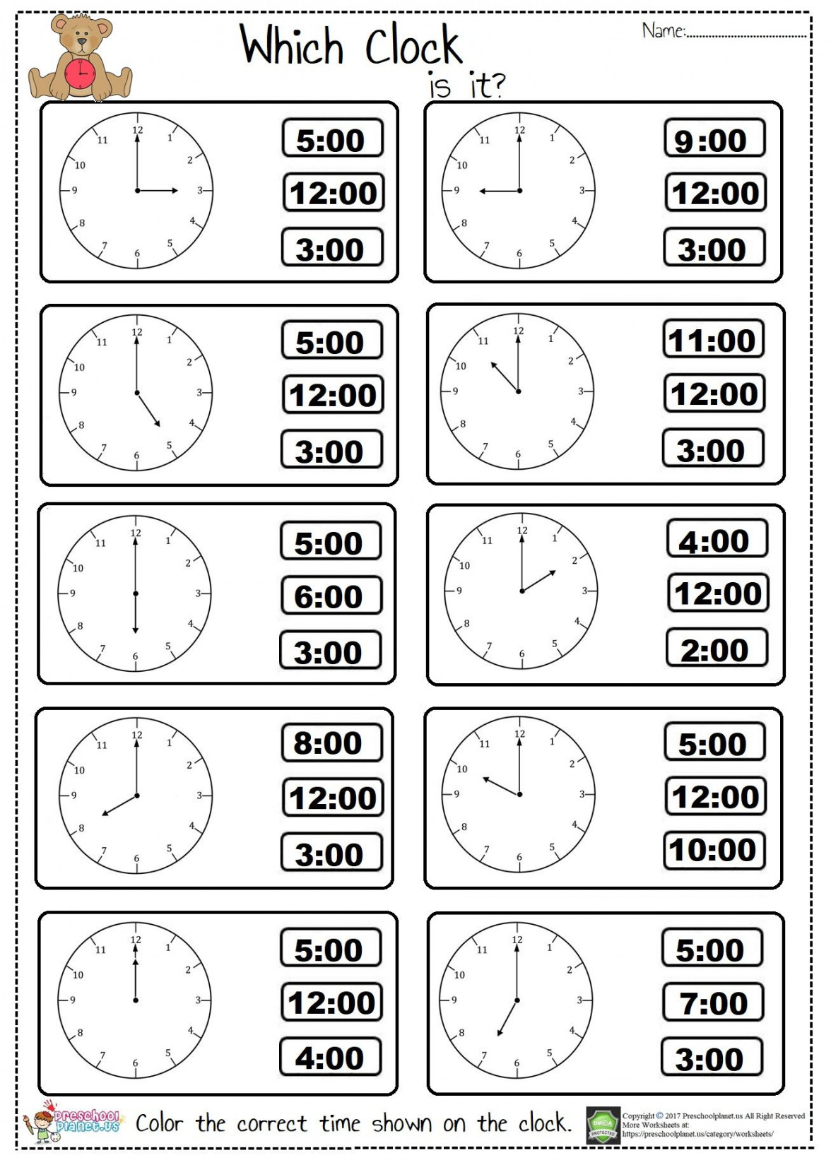 Tell The Time Worksheet  Kindergarten telling time, Time