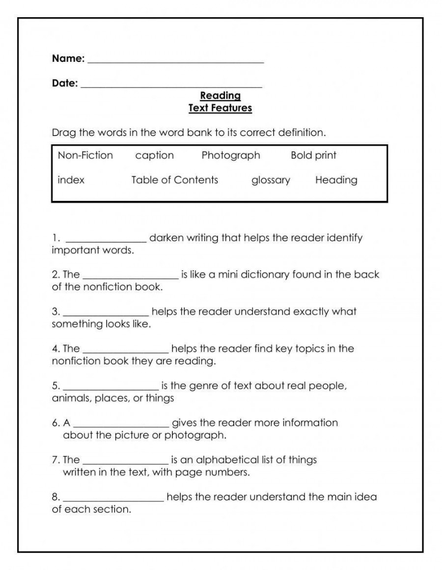 Text Features online worksheet  Live Worksheets