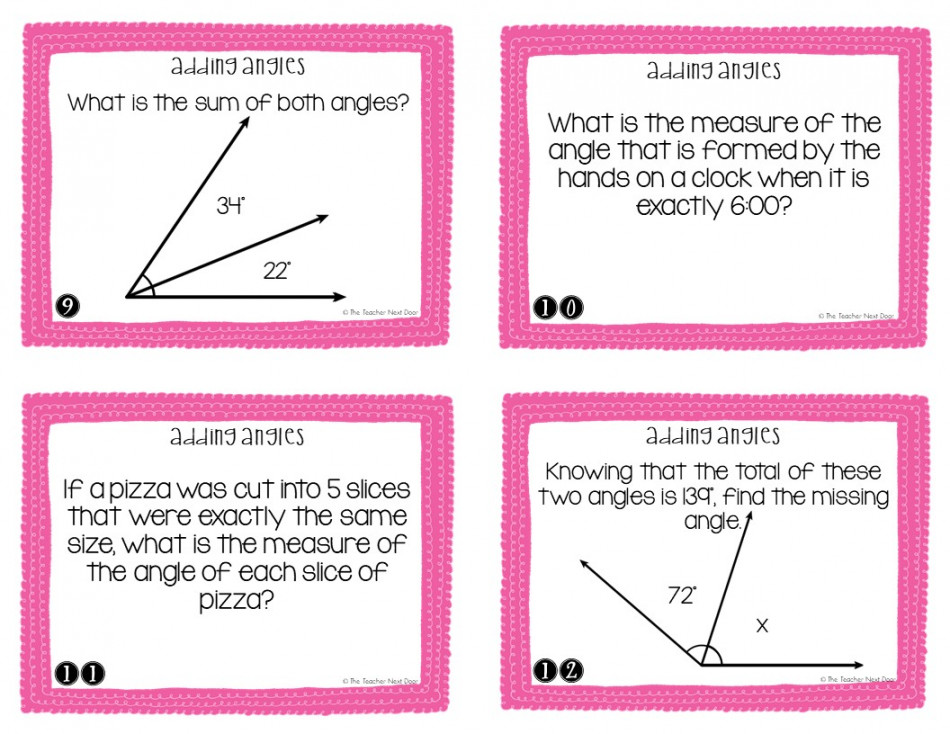 th Grade Adding Angles Task Cards  Adding Angles Math Center