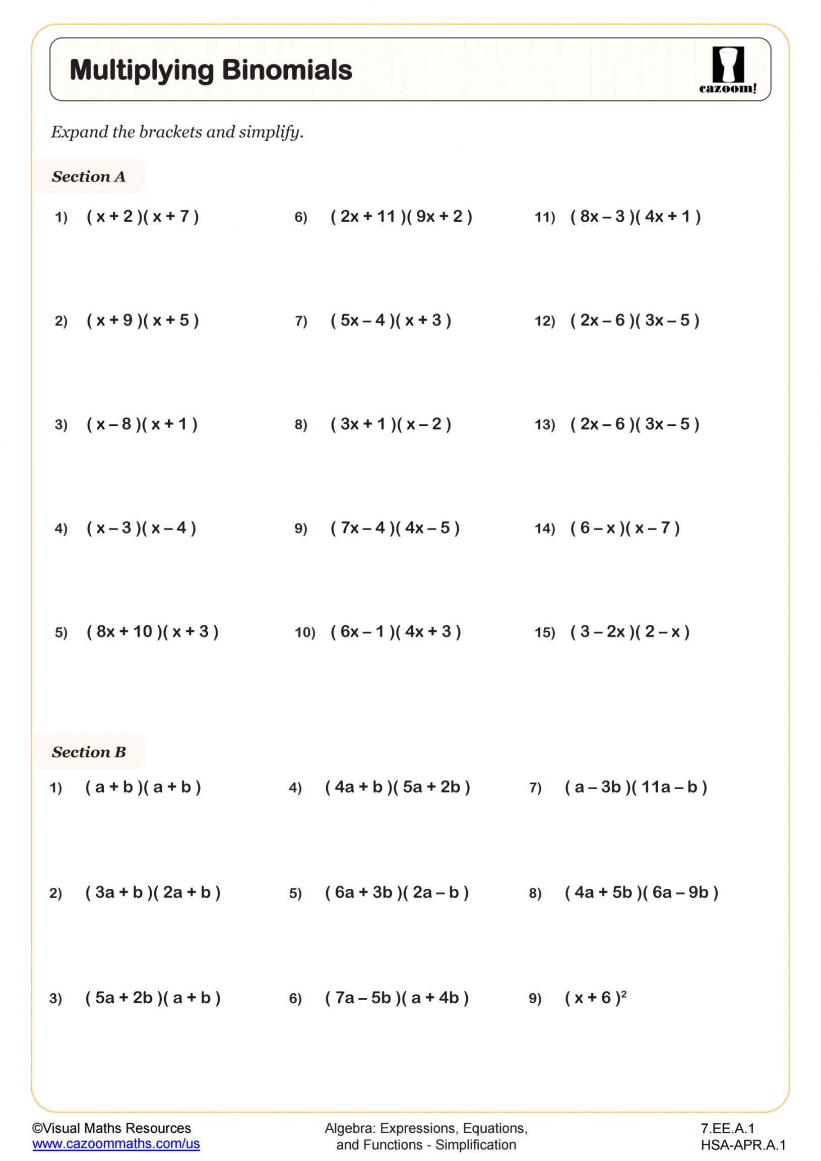 th Grade Math Worksheets PDF  Printable Worksheets