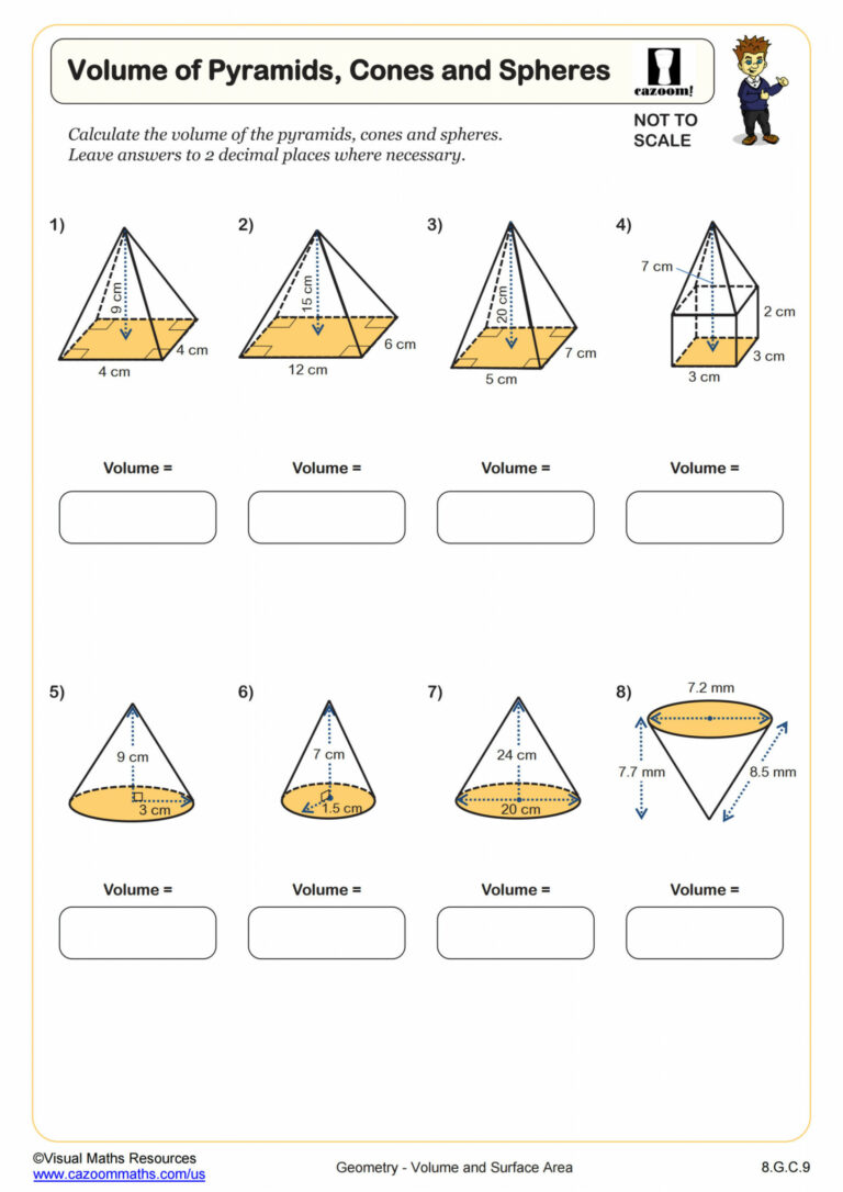 8th Grade Volume Worksheet