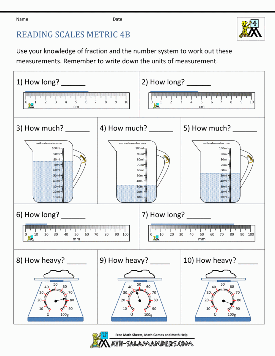 th Grade Measurement Worksheets