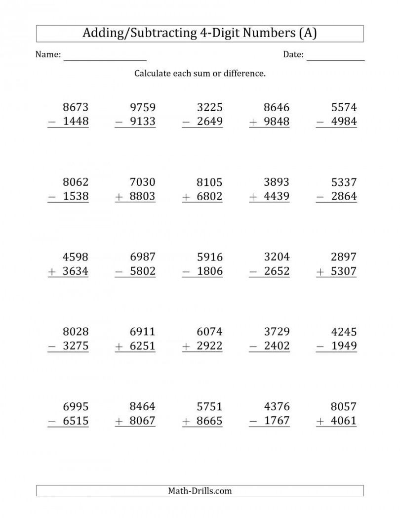 The -Digit Plus/Minus -Digit Addition and Subtraction with SO