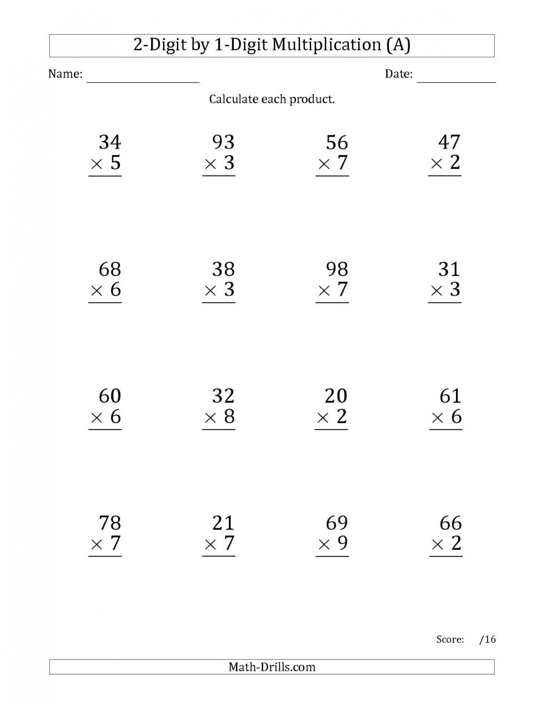 The Multiplying -Digit by -Digit Numbers (Large Print) (A) math