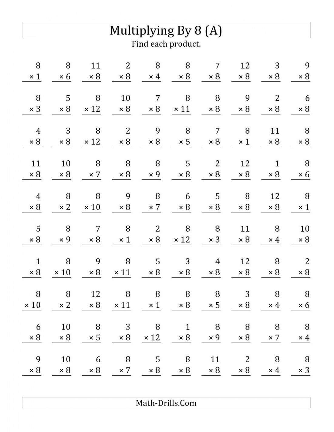 The Multiplying  to 2 by  (A) math worksheet from the