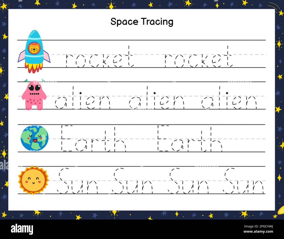 Trace words activity page for kids