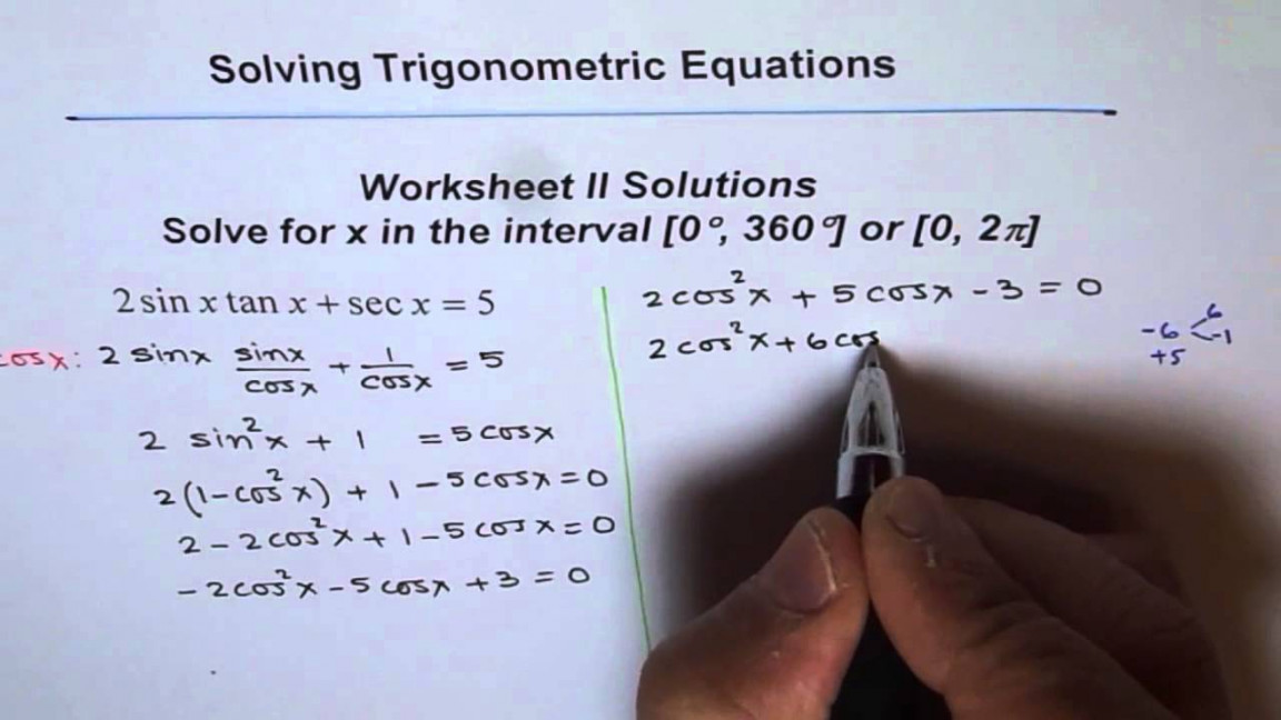 Trigonometric Equations Worksheet  Solution Q