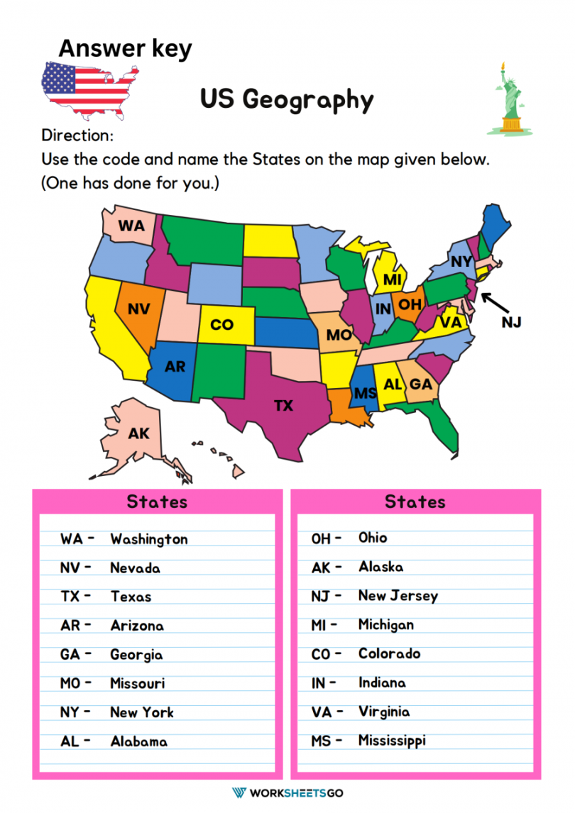US Geography Worksheets  WorksheetsGO