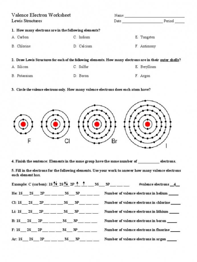 Valence Electrons Worksheet  PDF