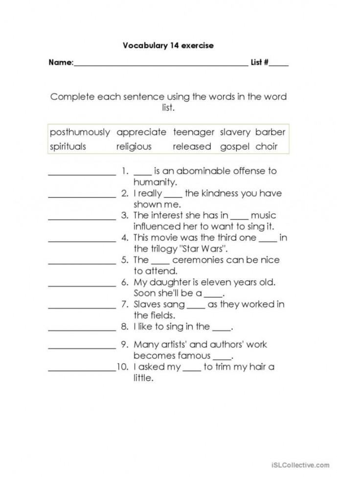 vocabulary for th grade: English ESL worksheets pdf & doc