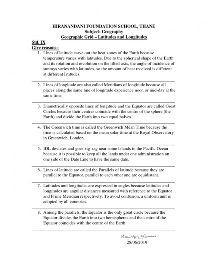 Worksheet ICSE  Geography  PDF  Latitude  Longitude