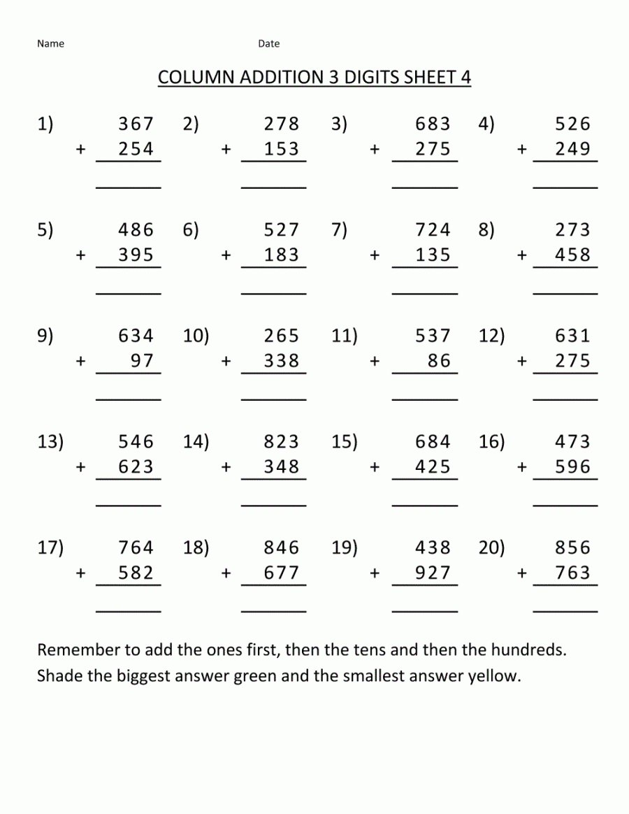 Worksheets for Grade   Addition and subtraction worksheets, nd