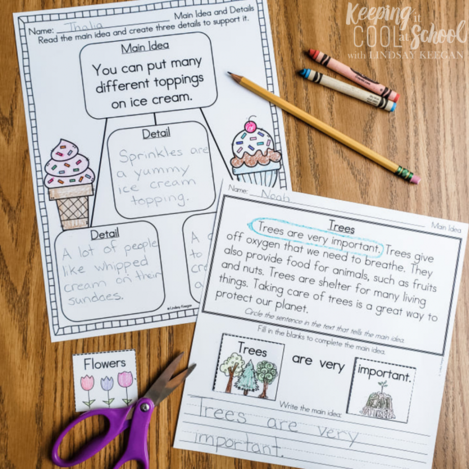 Worksheets for Main Idea and Supporting Details that Work